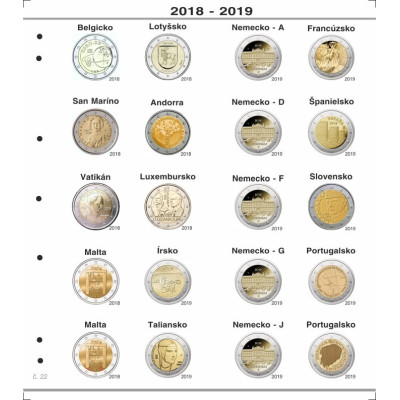 Farebné medzilisty do albumov NUMIS na pamätné 2 Euro mince