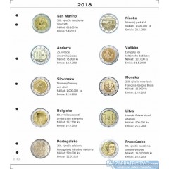 Farebné medzilisty do albumov NUMIS na pamätné 2 Euro mince - 10 mincí na stranu - číslo 42 - 2018