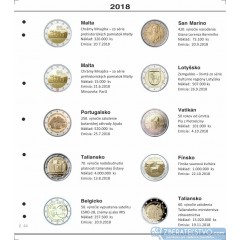Farebné medzilisty do albumov NUMIS na pamätné 2 Euro mince - 10 mincí na stranu - číslo 44 - 2018