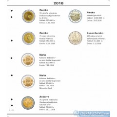 Farebné medzilisty do albumov NUMIS na pamätné 2 Euro mince - 10 mincí na stranu - číslo 45 - 2018