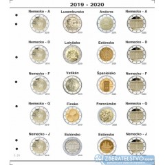 Farebné medzilisty do albumov NUMIS na pamätné 2 Euro mince - 20 mincí na stranu - číslo 24 - 2020