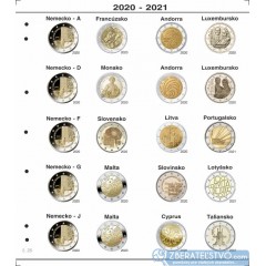 Farebný medzilist do albumov NUMIS na pamätné 2 Euro mince - 20 mincí na stranu - číslo 26 - 2020-2021