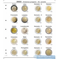 Farebný medzilist do albumov NUMIS na pamätné 2 Euro mince - 20 mincí na stranu - číslo 29 - 2022