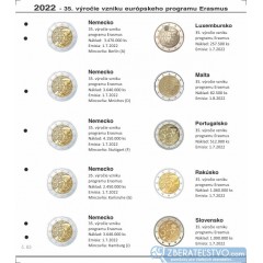 Farebný medzilist do albumov NUMIS na pamätné 2 Euro mince - 10 mincí na stranu - číslo 63 - 2022 - Erasmus