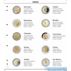 Farebný medzilist do albumov NUMIS na pamätné 2 Euro mince - 10 mincí na stranu - číslo 64 - 2022
