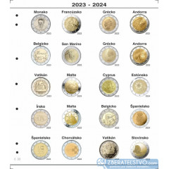 Farebný medzilist do albumov NUMIS na pamätné 2 Euro mince - 20 mincí na stranu - číslo 32 - 2023