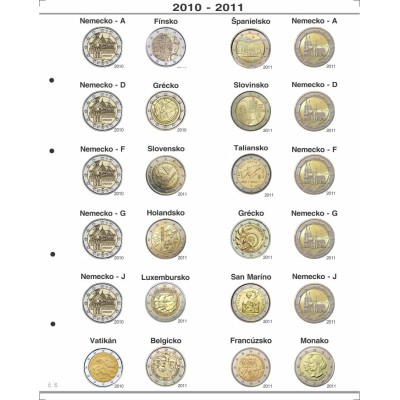 Farebné medzilisty do albumov OPTIMA na pamätné 2 Euro mince - 24 mincí na stranu - 2004-2024
