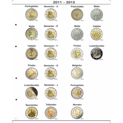 Farebné medzilisty do albumov OPTIMA na pamätné 2 Euro mince - 24 mincí na stranu - 2004-2024