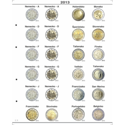 Farebné medzilisty do albumov OPTIMA na pamätné 2 Euro mince - 24 mincí na stranu - 2004-2024