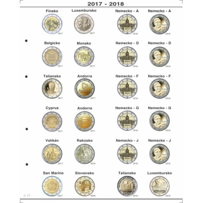 Farebné medzilisty do albumov OPTIMA na pamätné 2 Euro mince - 24 mincí na stranu - 2004-2024