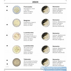 4Farebný medzilist do albumov NUMIS na pamätné 2 Euro mince - 10 mincí na stranu - číslo 71 - 2024