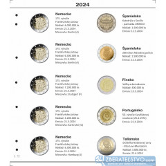 Farebný medzilist do albumov NUMIS na pamätné 2 Euro mince - 10 mincí na stranu - číslo 72 - 2024