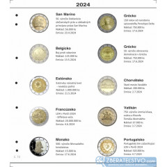 Farebný medzilist do albumov NUMIS na pamätné 2 Euro mince - 10 mincí na stranu - číslo 73 - 2024