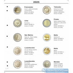 Farebn&yacute; medzilist do albumov NUMIS na pam&auml;tn&eacute; 2 Euro mince - 10 minc&iacute; na stranu - č&iacute;slo 77 - 2025