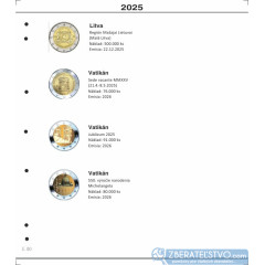 Farebn&yacute; medzilist do albumov NUMIS na pam&auml;tn&eacute; 2 Euro mince - 10 minc&iacute; na stranu - č&iacute;slo 80 - 2025