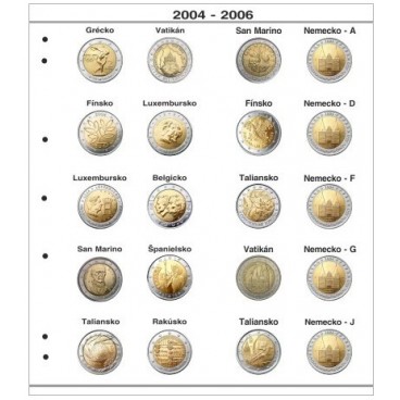 Farebné medzilisty do albumov NUMIS na pamätné 2 Euro mince - 20 mincí na stranu - 34 ks - 2014-2024