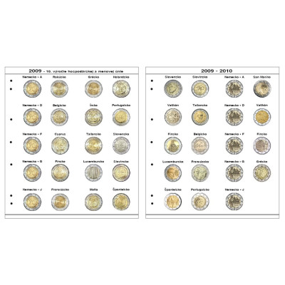Farebné medzilisty do albumov NUMIS na pamätné 2 Euro mince
