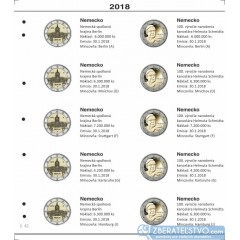 Farebné medzilisty do albumov NUMIS na pamätné 2 Euro mince - 10 mincí na stranu - číslo 42 - 2018