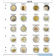 Farebné medzilisty do albumov NUMIS na pamätné 2 Euro mince - 20 mincí na stranu - číslo 21 - 2018