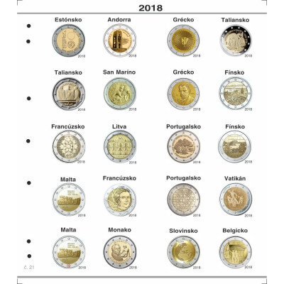 Farebné medzilisty do albumov NUMIS na pamätné 2 Euro mince